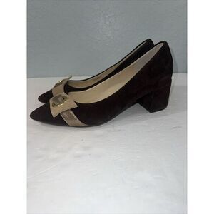 BETTYE MULLER CONCEPT Fritzi Suede Block-heel Pumps In Dark Brown Suede Sz 7.5M